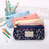 School Pencil Bag Pencil Pouch Double Zipper Pure and Fresh Cosmetic Bags Office Stationery Canvas Pencil Case