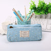 School Pencil Bag Pencil Pouch Double Zipper Pure and Fresh Cosmetic Bags Office Stationery Canvas Pencil Case