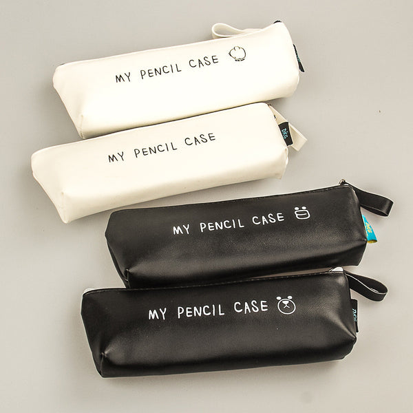 Best Deal High Quality PU Leather Pencil Case Classical Black And White Color Korea Stationery School Supplies Pencil Bags