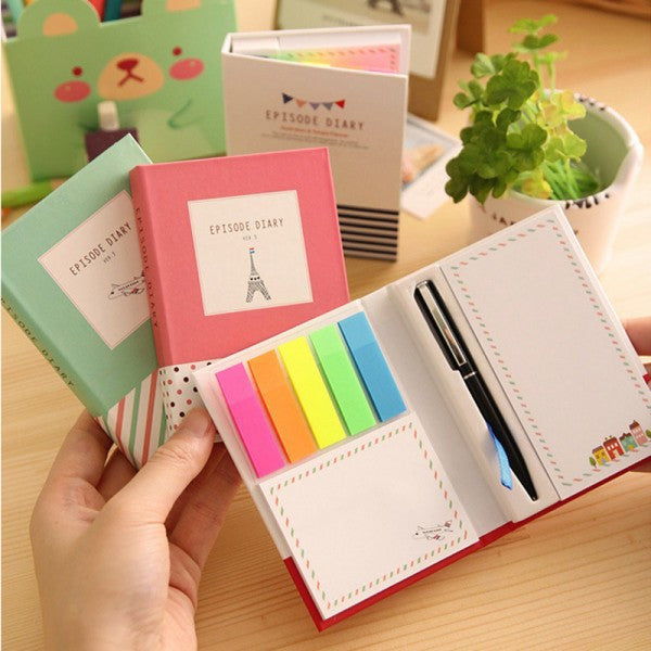 Creative Hardcover Combine Memo Pad Notepad PenStationery Diary Notebook Office School Supplies  ON023