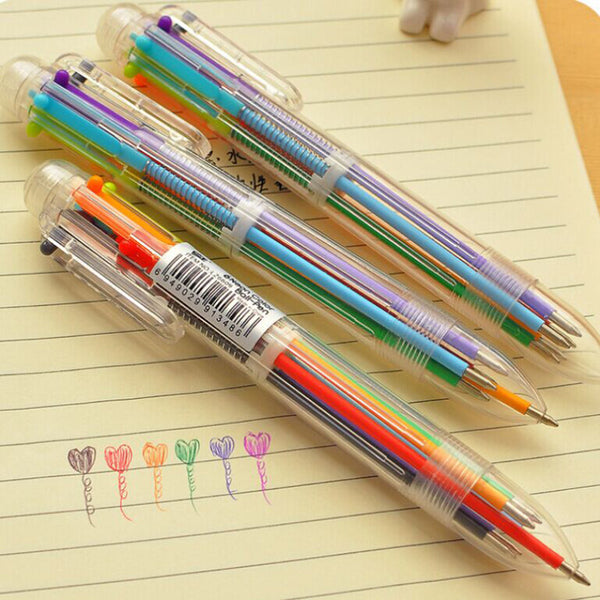 1 Pcs Creative Six Color Ball Point Pen School Office Supply Gift Stationery Papelaria Escolar