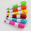 6PCS Cute Smiling Face Pill Ball Point Pen Pencils Telescopic Vitamin Capsule Ballpen for School Office Supplies