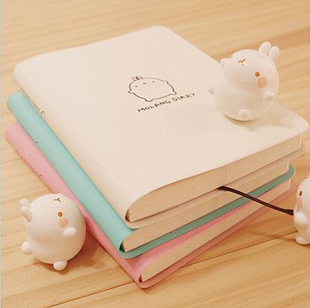 2017-2018 Cute Kawaii Notebook Cartoon Molang Rabbit Journal  Diary Planner Notepad for Kids Gift Korean Stationery Three Covers