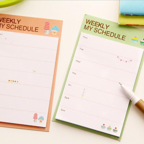 Fresh Style Weekly & Daily Schedule Mini Memo Pad N Times Sticky Notes Bookmark School Office Supply Escolar Papelaria