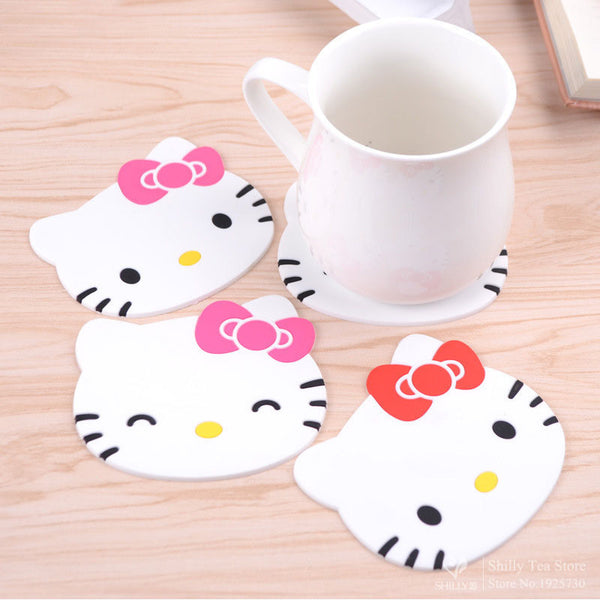 Hello kitty silicone Anti Slip Kawaii Cup Mat Dish Bowl Placemat Coaster Base Kitchen Accessories Cozinha Home Decoration Zakka