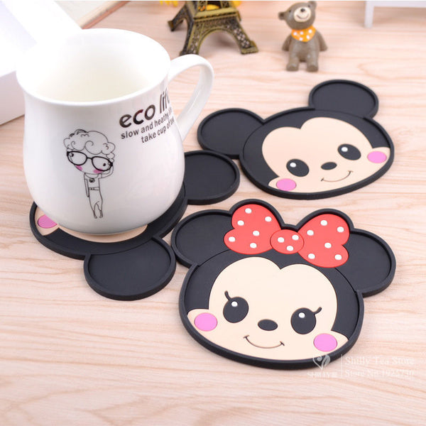 Mickey Mouse silicone dining table placemats coaster coffee drinks kitchen accessories cup bar mug placemats coaster mats  pads