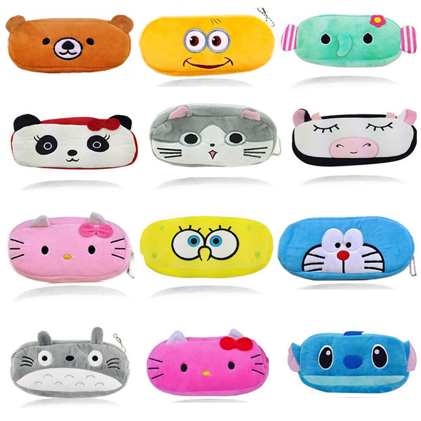 Cartoon Kawaii Pencil Case Cartoon Totoro Minions Hello Kitty Plush Large Pencil Bag For Kids Children School Supplie Stationery