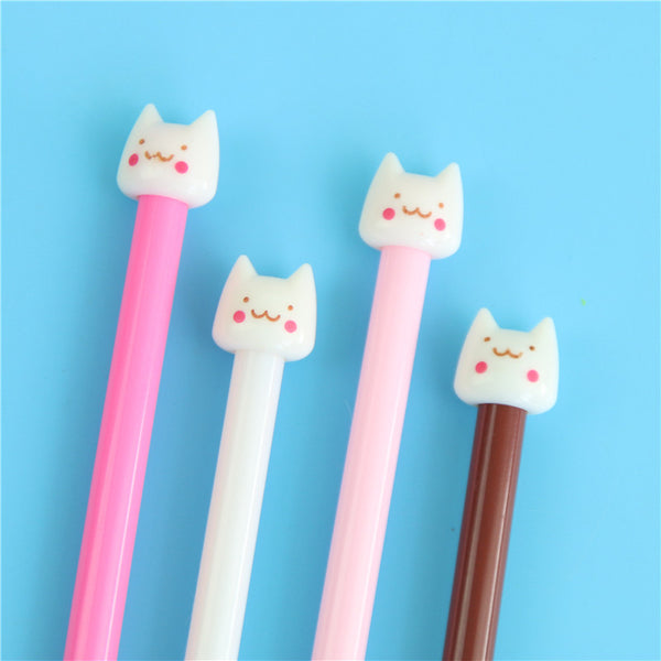 4 Pcs / Pack Cute Cat Gel Pen Kawaii Stationery Kawaii Pen Caneta Novelty Favor Gift Zakka Office Supplies Material School